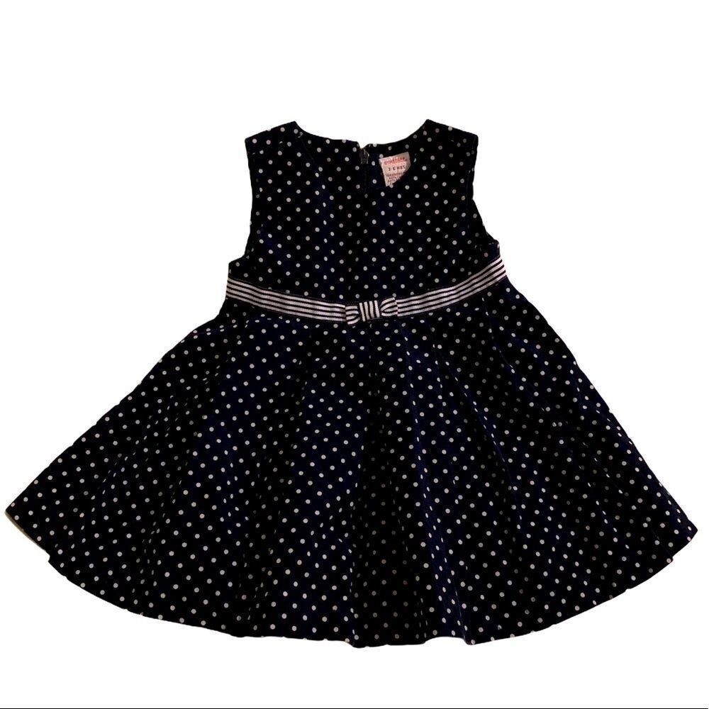 Gymboree blue white polka dot dress 3-6 mo